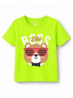 KAVEE - Pure Cotton Biowashed Half Sleeves Boss Text and Bear Printed T-shirt