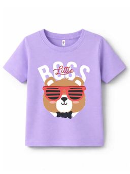 KAVEE - Pure Cotton Biowashed Half Sleeves Boss Text and Bear Printed T-shirt