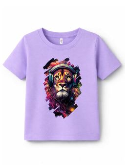 KAVEE - Pure Cotton Biowashed Half Sleeves Lion Printed T-shirt