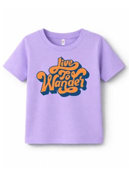 KAVEE - Pure Cotton Biowashed Half Sleeves Wander Typography T-shirt