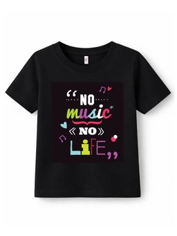 KAVEE - Pure Cotton Biowashed Half Sleeves No Music Typography T-shirt
