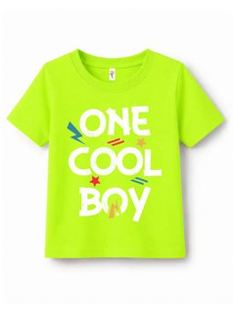 KAVEE - Pure Cotton Biowashed Half Sleeves One Cool Boy Typography T-shirt