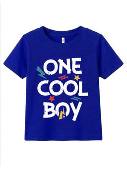 KAVEE - Pure Cotton Biowashed Half Sleeves One Cool Boy Typography T-shirt