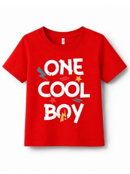 KAVEE - Pure Cotton Biowashed Half Sleeves One Cool Boy Typography T-shirt