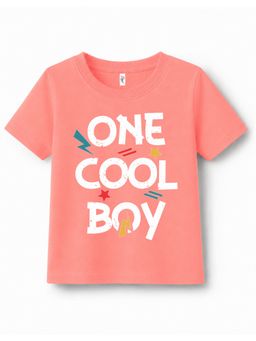 KAVEE - Pure Cotton Biowashed Half Sleeves One Cool Boy Typography T-shirt