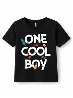 KAVEE - Pure Cotton Biowashed Half Sleeves One Cool Boy Typography T-shirt