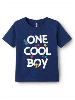 KAVEE - Pure Cotton Biowashed Half Sleeves One Cool Boy Typography T-shirt