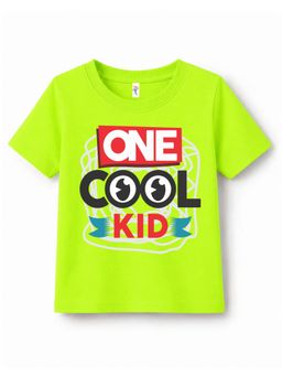KAVEE - Pure Cotton Biowashed Half Sleeves One Cool Kid Typography T-shirt