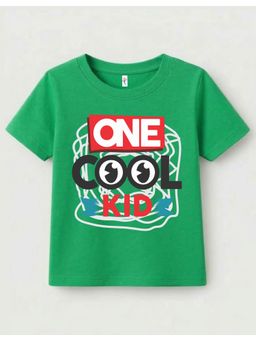 KAVEE - Pure Cotton Biowashed Half Sleeves One Cool Kid Typography T-shirt