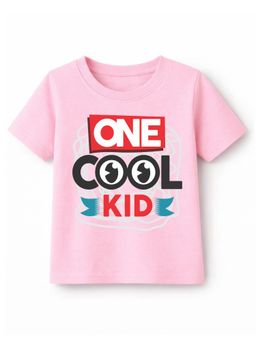 KAVEE - Pure Cotton Biowashed Half Sleeves One Cool Kid Typography T-shirt