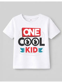 KAVEE - Pure Cotton Biowashed Half Sleeves One Cool Kid Typography T-shirt