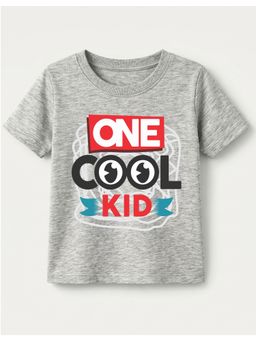 KAVEE - Pure Cotton Biowashed Half Sleeves One Cool Kid Typography T-shirt