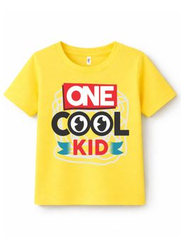 KAVEE - Pure Cotton Biowashed Half Sleeves One Cool Kid Typography T-shirt
