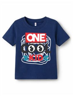 KAVEE - Pure Cotton Biowashed Half Sleeves One Cool Kid Typography T-shirt