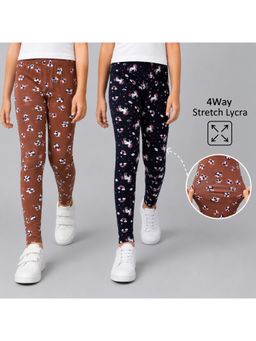 PLUM TREE - Girls Cotton Lycra Stretch Printed Leggings