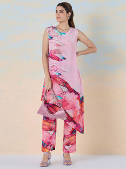 Navyasa By Liva - Womens Pink Printed Crystal Wave