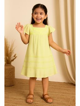 Miyo - Girls Lace Detail Solid A-Line Dress