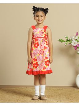 Miyo - Girls Pink Floral Strappy Dress