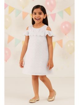 Miyo - Girls Schiffli Cold Shoulder A-Line Dress