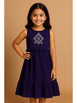 Miyo - Girls Embroidered Fit and Flare Sleeveless Dress