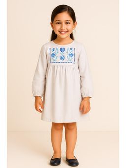 Miyo - Girls Embroidered Cotton A-Line Dress