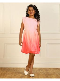 Miyo - Girls Pink Ombre Gathered Dress