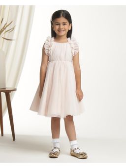 Miyo - Girls Light Pink Glitter Net Party Dress