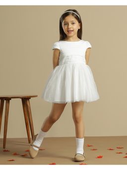 Miyo - Girls Off White Tulle Gathered Party Dress