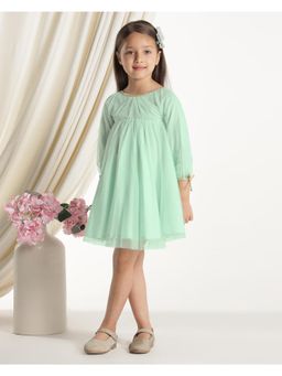 Miyo - Girls Mint Green Net Party Dress