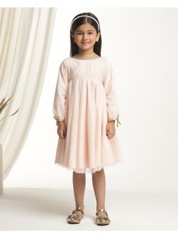 Miyo - Girls Light Pink Net Party Dress