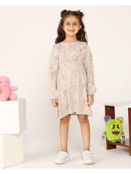Miyo - Girls Off White Floral Ruffled Dress