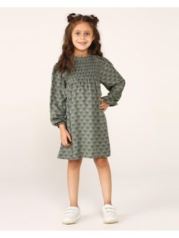 Miyo - Girls Sage Green Smocked Floral Dress