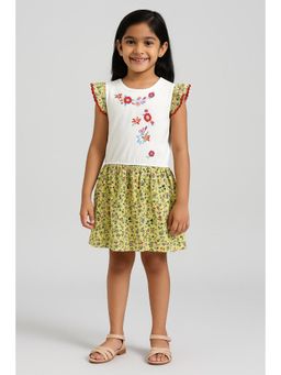 Miyo - Girls Floral Embroidered Fit and Flare Dress