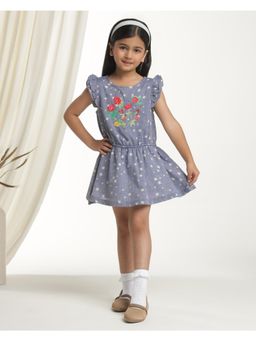 Miyo - Girls Embroidered Star Print Fit and Flare Dress