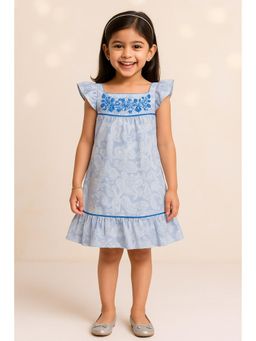 Miyo - Girls Paisley Print Embroidered Fit and Flare Dress