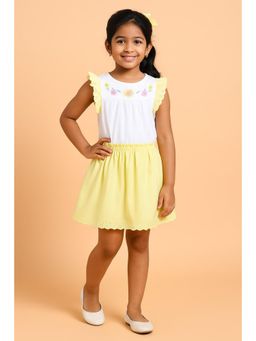 Miyo - Girls Ruffle Detail Embroidered Fit and Flare Dress
