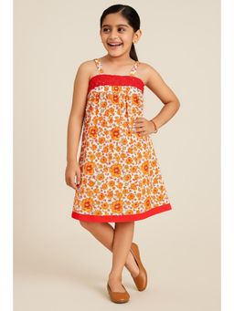 Miyo - Girls White Floral Sleeveless Dress