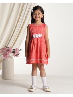 Miyo - Girls Geometric Printed Sleeveless Fit and Flare Dress