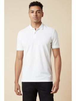 Allen Solly - Men White Solid Polo Neck T-shirt