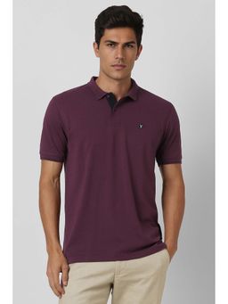 Van Heusen - Men Wine Solid Polo Neck T-shirt