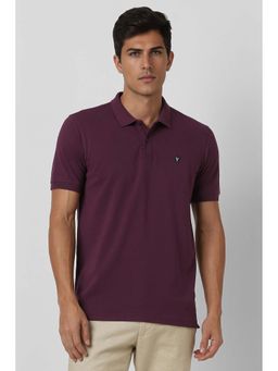 Van Heusen - Men Wine Solid Polo Neck T-shirt