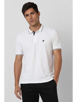 Van Heusen - Men White Solid Polo Neck T-shirt