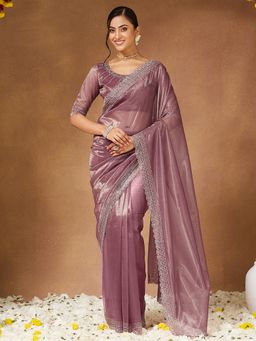 Sareemall - Women Georgette Mauve Saree With Unstitched Blouse