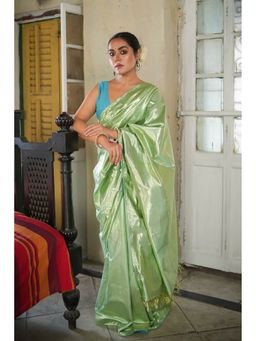 Moora - Prabha Green Metallic Tissue Saree with Unstitched Blouse