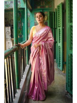 Moora - Kiran Pink Metallic Tissue Saree with Unstitched Blouse