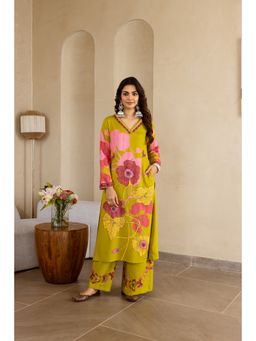 Nehamta - Women Green German Rayon Kurta and Palazzo