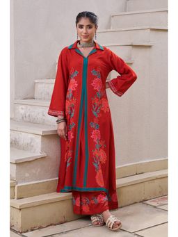 Nehamta - Women Rust German Rayon Kurta and Palazzo