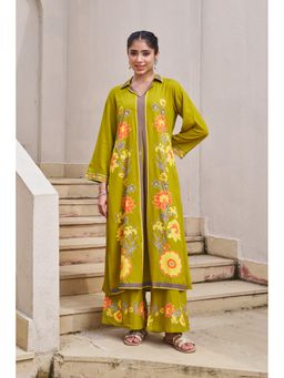 Nehamta - Women Green German Rayon Kurta and Palazzo