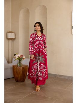 Nehamta - Women Pink German Rayon Kurta and Palazzo
