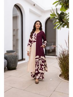 Nehamta - Women Wine German Rayon Kurta and Palazzo